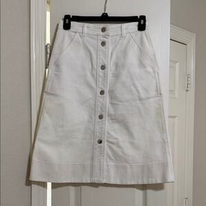 Massimo Dutti Ivory A-Line Skirt with Button Front